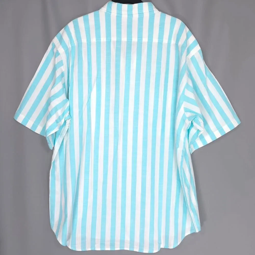 LEVI’S New Blue White Striped Button Shirt Two Horse Patch 100% Cotton Men LARGE